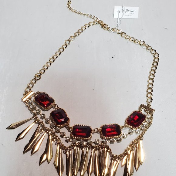 Bijou drive red gold rhinestone necklace - Picture 8 of 8